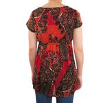 Axcess Y2K Orange Red Retro Floral Paisley Butterfly Babydoll Blouse Small Photo 1