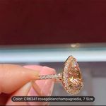 Women Big Rose Gold Crystal Ring Crystal Fashion Jewelry Gift Photo 1