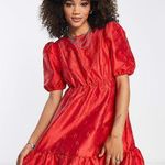 Sister Jane Red Puff Sleeve Heart Cutout Mini Dress Size M Photo 0