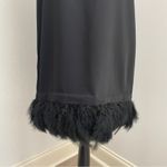 Lea & Viola Black V-Neck Feather Dress sz Small Flapper Sheath Knee Length Vamp Photo 5