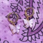 Jewelry by Lyra 14k Gold Coated Purple Butterfly Huggy Hoop Earrings Photo 0