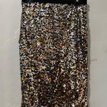 H&M Women's Skirt Small Pencil Golden Sequin Embellished Waistband Party Gold Black Photo 1