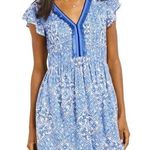 Vineyard Vines SCARF PRINT BLUE FRINGE COTTON DRESS BOHO Photo 0