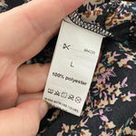 Boho Floral Print Off Shoulder Shirred Slit Thigh Midi Maxi Dress L Black Size L Photo 7