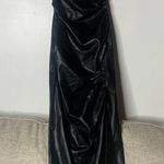 ZARA Faux Leather Strapless Black Dress NWT Size XS Midi Side Slit Zip Slimming Photo 6