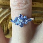 Natural Tanzanite White Diamond Sterling Silver Ring Size 6.75 Photo 0