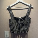 Sienna Sky  Women’s Gingham Smocked Black and White Top size Large Size Large Photo 1