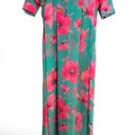 Handmade Vintage Style Maxi Dress Poppy Green Print Size Small Photo 0
