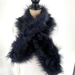 Club Monaco Faux Fur Pull Through Scarf Black Collar Stole Photo 7