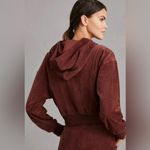 Anthropologie Daily Practice Velour Corduroy Hoodie Brown Plum Size XS Photo 1