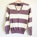 Ralph Lauren Sport Purple White Stripe V Neck Pullover Sweater sz Small Photo 0
