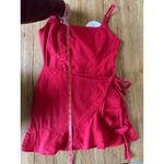 Princess Polly Love Lane Red Linen Mini Wrap Dress Size 6 NWT Photo 6