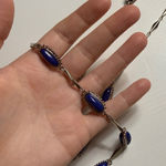 Ann Taylor  Long Statement Silver and Blue Necklace Photo 0