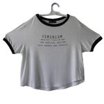 Feminism Printed Asymmetric White T Photo 2