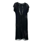 Laurence Kazar Laurance Kazar size Large black beaded‎ sequin short sleeve dress 100% silk Photo 1