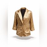 Gold Blazer & Metallic Shirt Set Womens Large Padded Shoulder Statement Outfit Photo 1