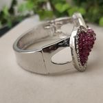 Silver with Pink and Clear CZ Bow Clamper Hinge Bling Bracelet Photo 4