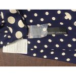 Maggy London Navy White Polka Dot Midi Dress Size 16 NWT High Neck Long Sleeve Blue Photo 9