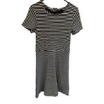 Madewell  Women's Fit & Flare Black & White Striped Short‎ Sleeve Dress Size L Photo 1