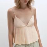 ZARA Pleated Pinstripe Top Photo 0