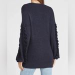 EXPRESS NEW Navy Blue Ruffle Sleeve V Neck Knit Sweater Oversized Photo 7