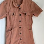 Brown Mini Dress with Mandarin Collar and Short Sleeves Photo 3
