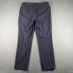 Banana Republic  Sloan Plaid Pants Womens 6 Navy Red Career Dress Trousers Crops Photo 10