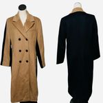 DKNY NWT Two-Tone Wool Blend Double-Breasted Maxi Coat Western Photo 3