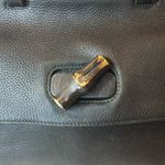 Gucci Black Leather Top Handle Front Flap Closure Bamboo Turn-Lock Shoulder Bag Photo 14
