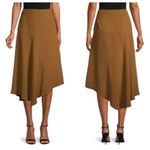 Vince  Panel Midi Skirt Size 2 Asymmetrical Hemline Tan High Rise Classic Office Photo 1