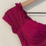 Privy  Mesh Ruched Off‎ The Shoulders Sweetheart Mini Dress In Berry Size S Photo 1