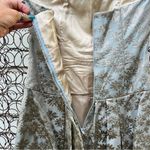 Jessica McClintock Y2K  strapless gold blue foil floral pleat skirt prom dress 10 Photo 5