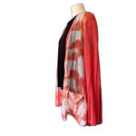 Chico's  Orange and White Watercolor Print Cardigan 2 12 L Large Photo 4