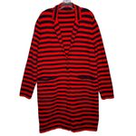 Ann Taylor  Red & Navy Striped Long Knit 1 buttton Coatigans Cardigan Coat Large Photo 1