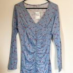 Velvet Torch NWT Blue Floral Long Sleeve Bodycon Maxi Dress - Size: Large Photo 2