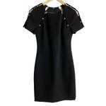 Alice + Olivia Kristiana Pearl Embellished Fitted Black Sheath Mini Dress Size 2 Photo 1