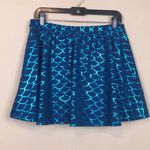 Torrid Women’s Blue Metallic Mermaid Scales Built-In Shorts Pockets Swim Skirt Photo 3