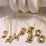 Bubble Balloon Letter M Initial Necklace Gold Photo 4