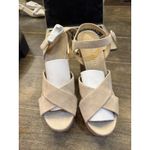 Veronica Beard  Lucille Ecru Beige Suede Cork Platform Sandals‎ Pumps Size 10 Photo 4