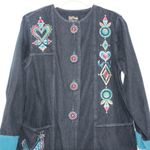 Bob Mackie Wearable Art Vintage Embroidered Black Denim Jacket Small Maximalist Photo 6