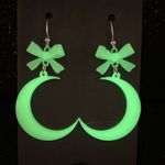 Glow in the Dark Crescent Moon Earrings 🌙✨ Celestial Halloween Jewelry White Photo 0