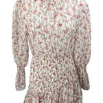 Princess Polly  White Pink Floral Long Balloon Sleeve Tiered Mini A Line Dress 6 Photo 0