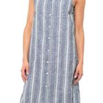 Beach Lunch Lounge Oxford Brynn Shirt Dress Blue Stripe Linen Size XS Travel Photo 0