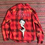 Betty Boop  RED BLEACHED FLANNEL BUTTON UP Photo 0