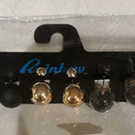 Rainbow Sandals Rainbow Elegant Black and Gold Earring Trio Photo 0