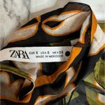 ZARA  V Neck Green Brown Pattern Beaded Tassel Long Sleeve Blouse Small NWT Photo 6