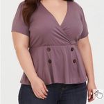 Torrid Mauve Stretch Challis Peplum Blouse Photo 8