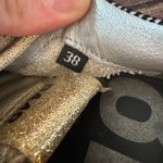 P448 ⭐️ Women’s Sneakers - Size 38 (US 8) - Black/white Suede with Gold Accents Photo 7