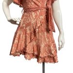 Selfie Leslie Women's Small Floral Rusty Brown Flower Lace Faux Wrap Mini Dress Photo 6
