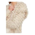 EXPRESS  Fluffy Chunky Fringe Cardigan Cream Size M Sleeve Detail Photo 4